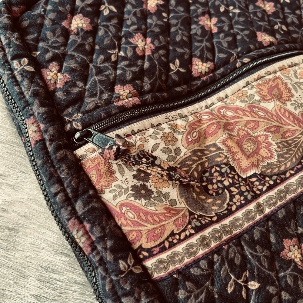 Vintage VERA BRADLEY Black Walnut Garment Bag Brown Orange Floral Leaves 1999